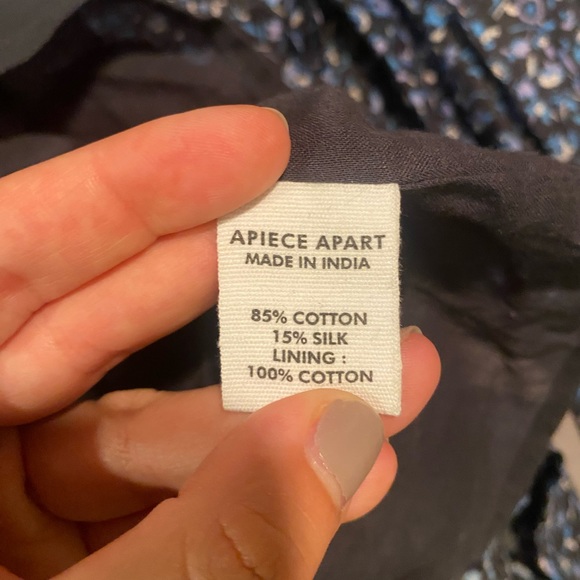 NWT APIECE APART Dress Womens Large  Black Blue Olga Mini Floral Print Cotton - Picture 4 of 11